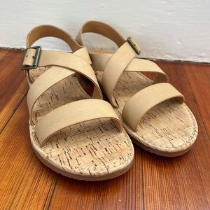 Korks By Kork Ease Size 6.5 M Justicia Strappy Buckle Natural Color Flat Sandals